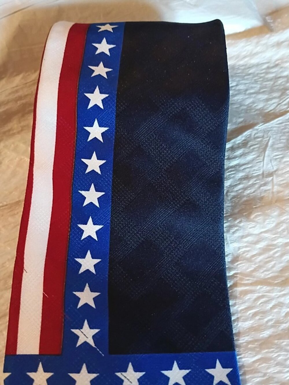 Patriotic Red White Blue Stars Stripes Necktie Mens Polyester USA Flag Tie - Picture 3 of 3